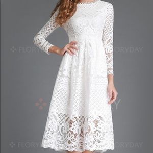 NEW Floryday White Lace Dress - Size Large